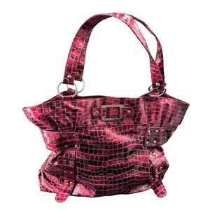 Zoe Blu Handbag Purse Crocodile Pattern Cranberry Color